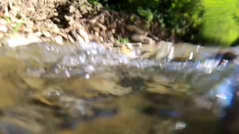 Half under water with stones and air bubbles, half view above water level, Stock Footage 141707337