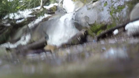 Half under water by a waterfall Stock Footage 88379916