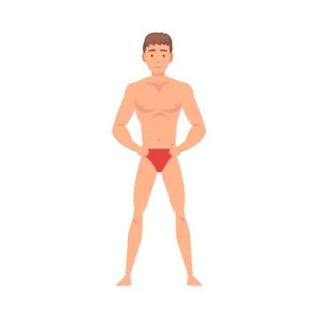 Half-Undressed Man Standing with Hands on Hips and Making Roentgen Vector Stock Illustration