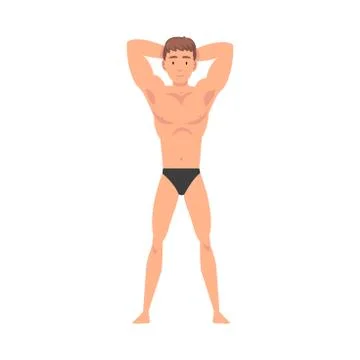 Half-Undressed Man Standing with his Hands Behind the Head and Making Roentgen Stock Illustration