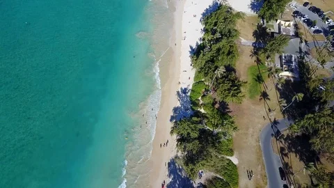 Half water Half sand Fly over Video stock 89945766