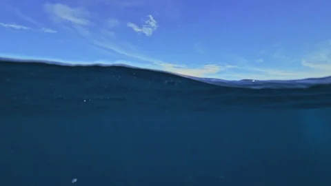 Half water split shot in open water Stock Footage 89908774