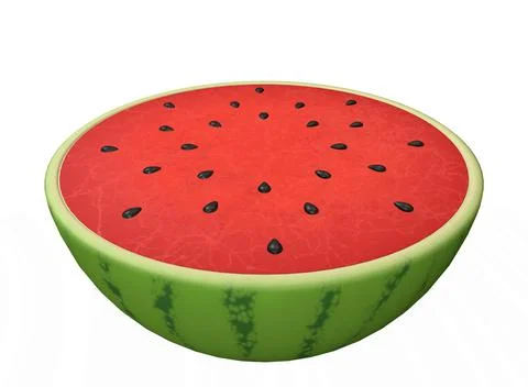 Half watermelon with isolated on white background 3d-rendering Illustrazione stock