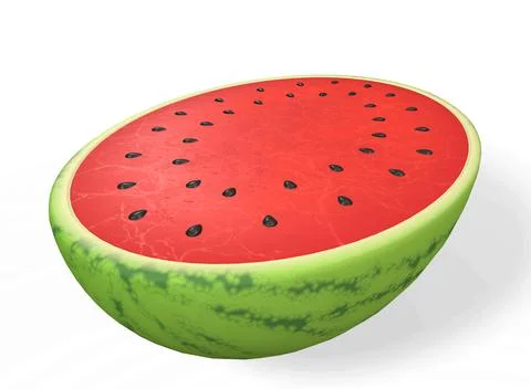 Half watermelon with isolated on white background 3d-rendering Illustrazione stock