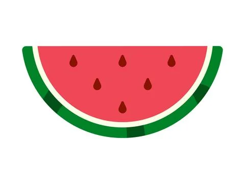 Half Watermelon Slice Flat Design Clipart Stock Illustration