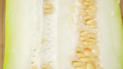 Half wax gourd macro video showcases the intricate details Stock Footage 244801094