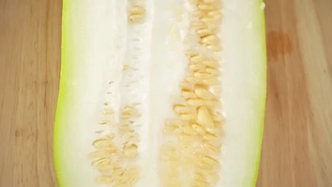 Half wax gourd macro video showcases the intricate details Stock Footage 244801095