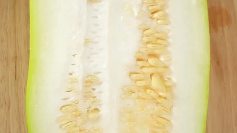 Half wax gourd macro video showcases the intricate details Stock Footage 244801098