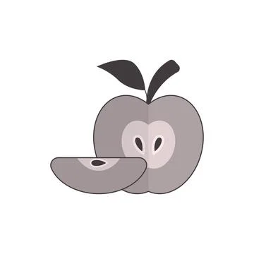 Half whole apple with a slice and seed inside. Silhouette apple icon. Stock Illustration