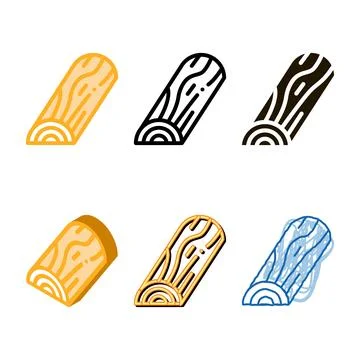 Half wooden trunk icon vector variants outline Stock Illustration