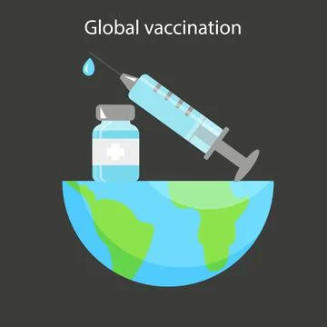 Half the world with a syringe and liquid vaccine Stock Illustration