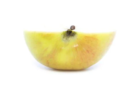 Half yellow apple cross section sliced Stock Photos