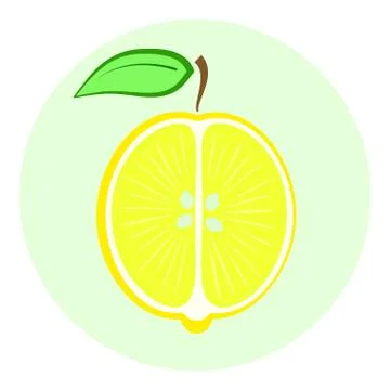Half yellow lemon icon, lemon split in a half Stock Illustration