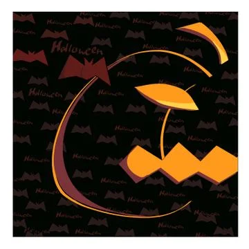 Half yellow stroke pen pumpkin drawing, dark black background Illustrazione stock