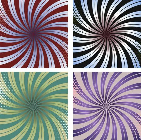 Halfdot Sunburst Swirl Background Stock Illustration
