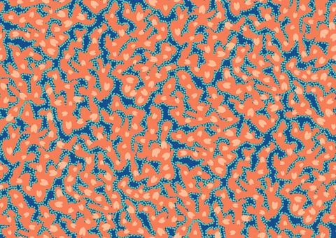 Halfdrop pattern with interwined seaweed abstract floral design elements. Trendy 스톡 일러스트