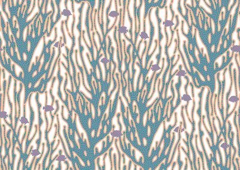 Halfdrop pattern with interwined seaweed abstract floral design elements. Trendy イラスト素材