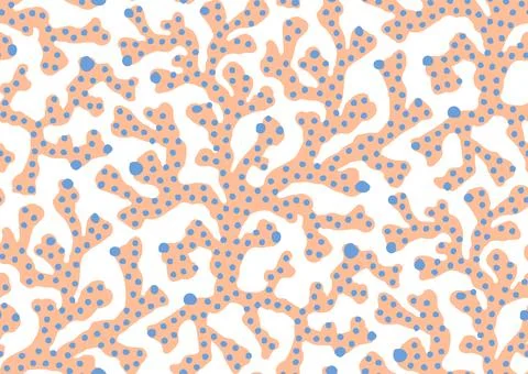 Halfdrop pattern with interwined seaweed abstract floral design elements. Trendy イラスト素材