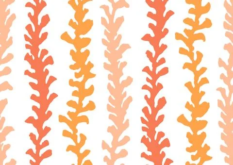 Halfdrop pattern with interwined seaweed abstract floral design elements. Trendy Stock Illustration