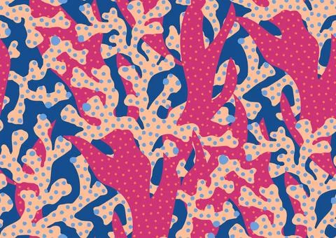 Halfdrop pattern with interwined seaweed abstract floral design elements. Trendy Stock Illustration