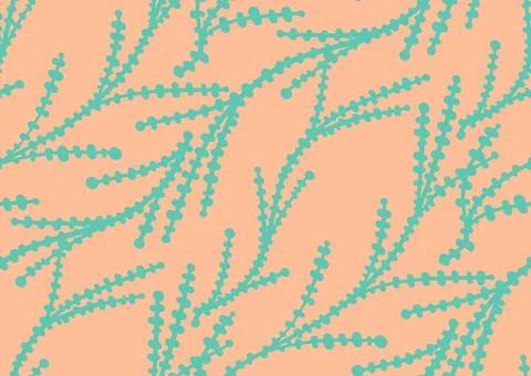 Halfdrop pattern with interwined seaweed abstract floral design elements. Trendy Stock Illustration