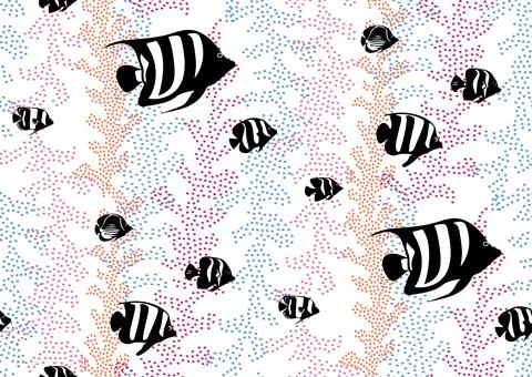 Halfdrop pattern with interwined seaweed abstract floral design elements. Trendy イラスト素材