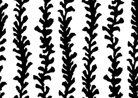 Halfdrop pattern with seaweed strips abstract floral design elements. Trendy Stock Illustration