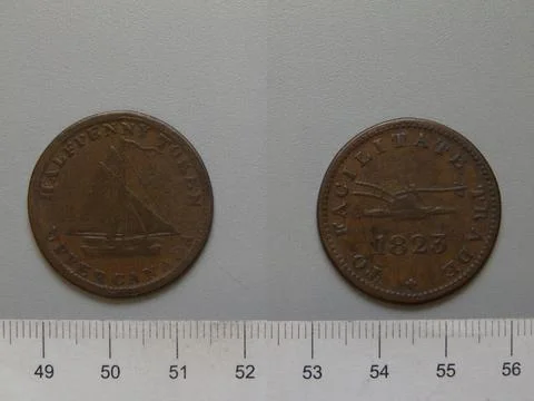 Halfpenny Token Sloop from UpperCanada.  Mint: Board of Revenue Stock Photos