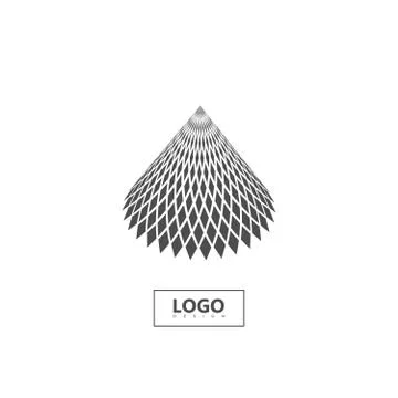 Halftone 3d cone shape isolated on white background. Stock Illustration