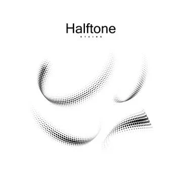 Halftone 3d curved strokes set. Stock Illustration