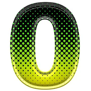Halftone 3d digit 0 Stock Illustration