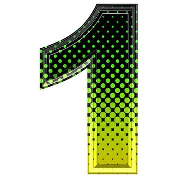 Halftone 3d digit 1 Stock Illustration