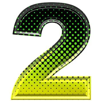 Halftone 3d digit 2 Stock Illustration