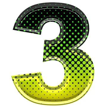 Halftone 3d digit 3 Stock Illustration