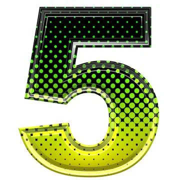 Halftone 3d digit 5 Illustrazione stock