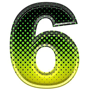 Halftone 3d digit 6 Stock Illustration