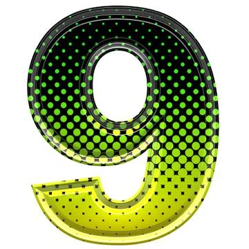 Halftone 3d digit 9 Stock Illustration