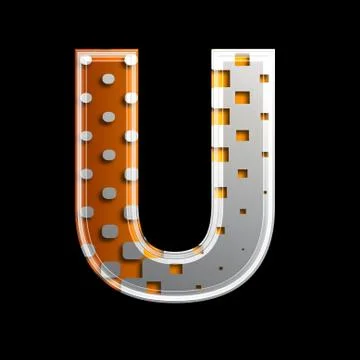 Halftone 3d letter - U Stock Illustration