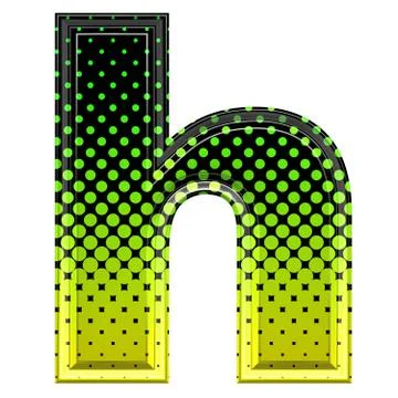 Halftone 3d lower-case letter h Stock Illustration
