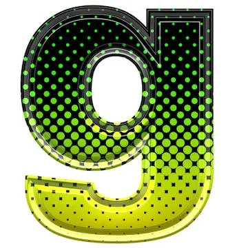 Halftone 3d lower-case letter g Stock Illustration