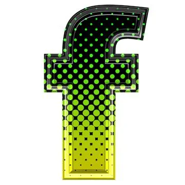 Halftone 3d lower-case letter f Illustrazione stock