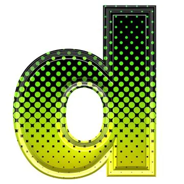 Halftone 3d lower-case letter d Stock Illustration