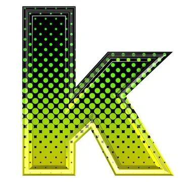 Halftone 3d lower-case letter k Stock Illustration