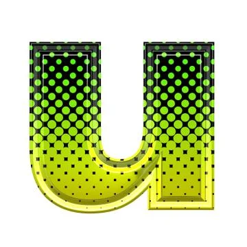 Halftone 3d lower-case letter u Stock Illustration