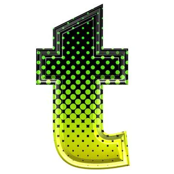 Halftone 3d lower-case letter t Stock Illustration