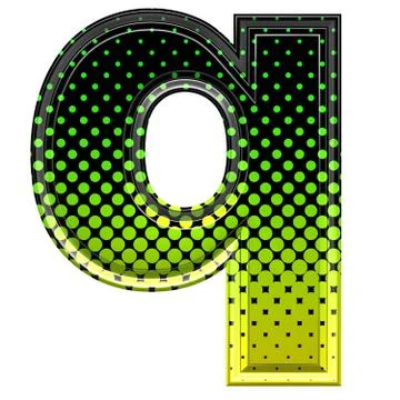Halftone 3d lower-case letter q Stock Illustration
