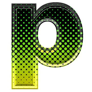Halftone 3d lower-case letter p Stock Illustration