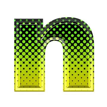 Halftone 3d lower-case letter n Stock Illustration