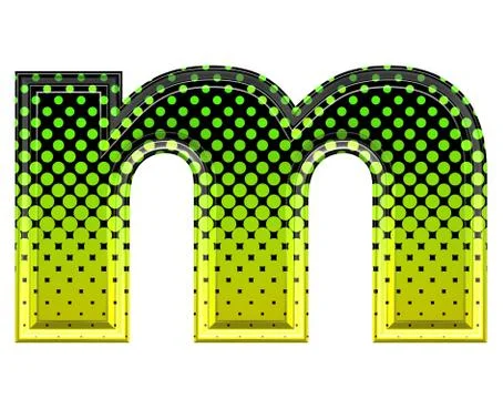 Halftone 3d lower-case letter m Stock Illustration