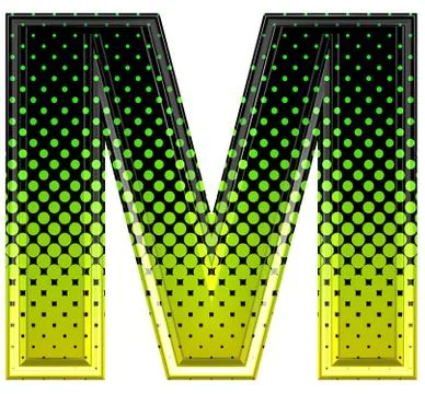 Halftone 3d upper-case letter m Stock Illustration